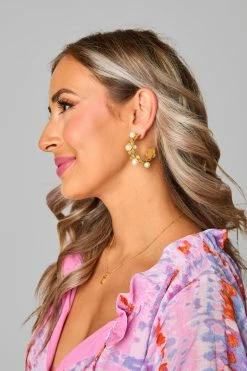 Daisy Pearl Hoop Earring - Gold -US Skirt Sales Store 0D5A0157 e722ad55 92ba 4826 942e e983f2ad53a3