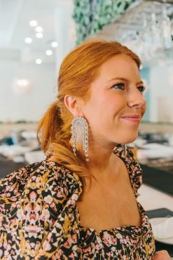 Chandelier Crystal Earrings - Silver -US Skirt Sales Store 0D5A0205