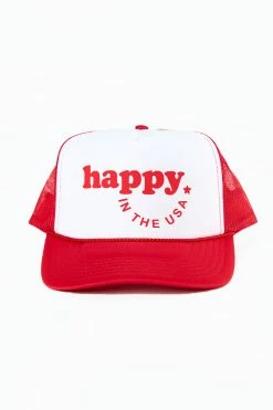 Happy USA Trucker Hat - Red/White