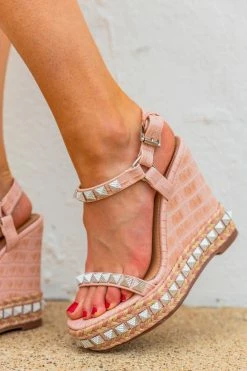 Margo Studded Wedges - Pink