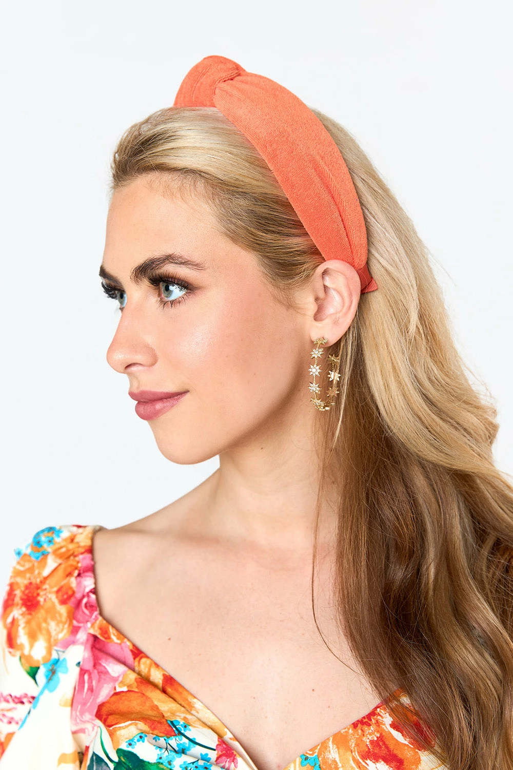 Lillian Knotted Terry Cloth Headband - Orange 4 Lillian Knotted Terry Cloth Headband - Orange - Image 2