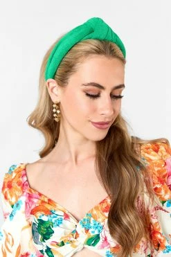 Lillian Knotted Terry Cloth Headband - Green
