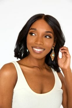 Rombo Statement Earrings - Turquoise -US Skirt Sales Store 0D5A1733