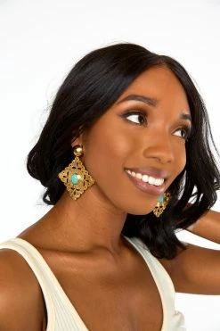 Rombo Statement Earrings - Turquoise