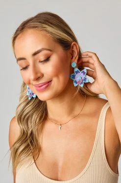 Orquid Statement Earrings - Blue
