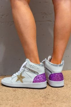 Dream High Top Sneakers - Purple/White