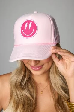 Lightning Bolt Trucker Hat - Pink