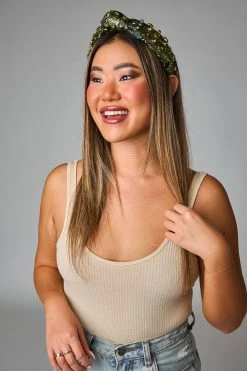 Eleanor Brocade Crystal Headband - Green -US Skirt Sales Store 0D5A6395 2