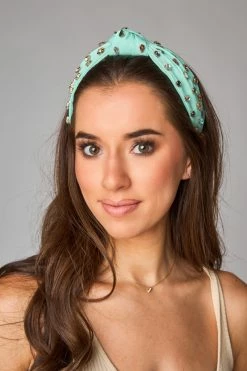 Charlotte Crystal Studded Headband - Mint -US Skirt Sales Store 0D5A6879