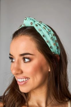 Charlotte Crystal Studded Headband - Mint