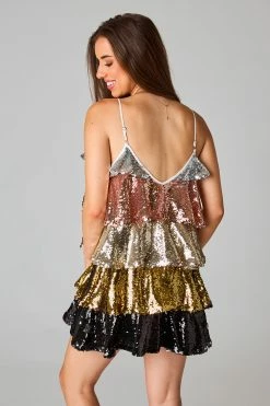 BuddyLove Disco Tiered Sequin Short Dress - Glamour -US Skirt Sales Store 0D5A70051