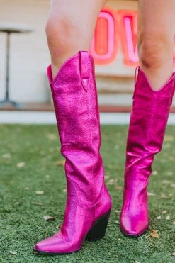 Colson Metallic Boot- Pink