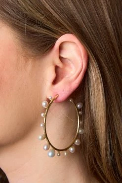 Britt Large Hoop Earrings - Pearl