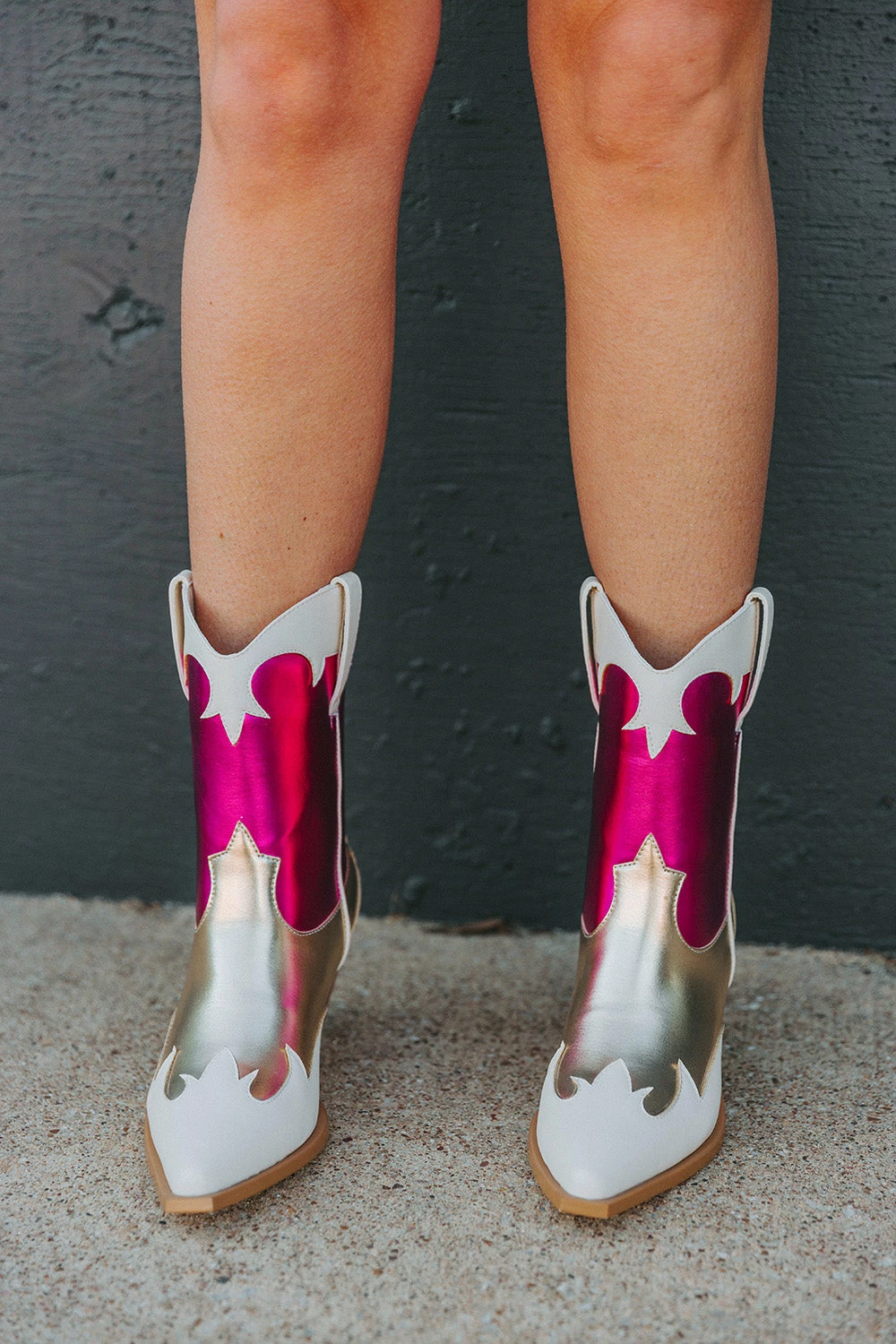 Urie Boots - Pink/Gold 5 Urie Boots - Pink/Gold - Image 3