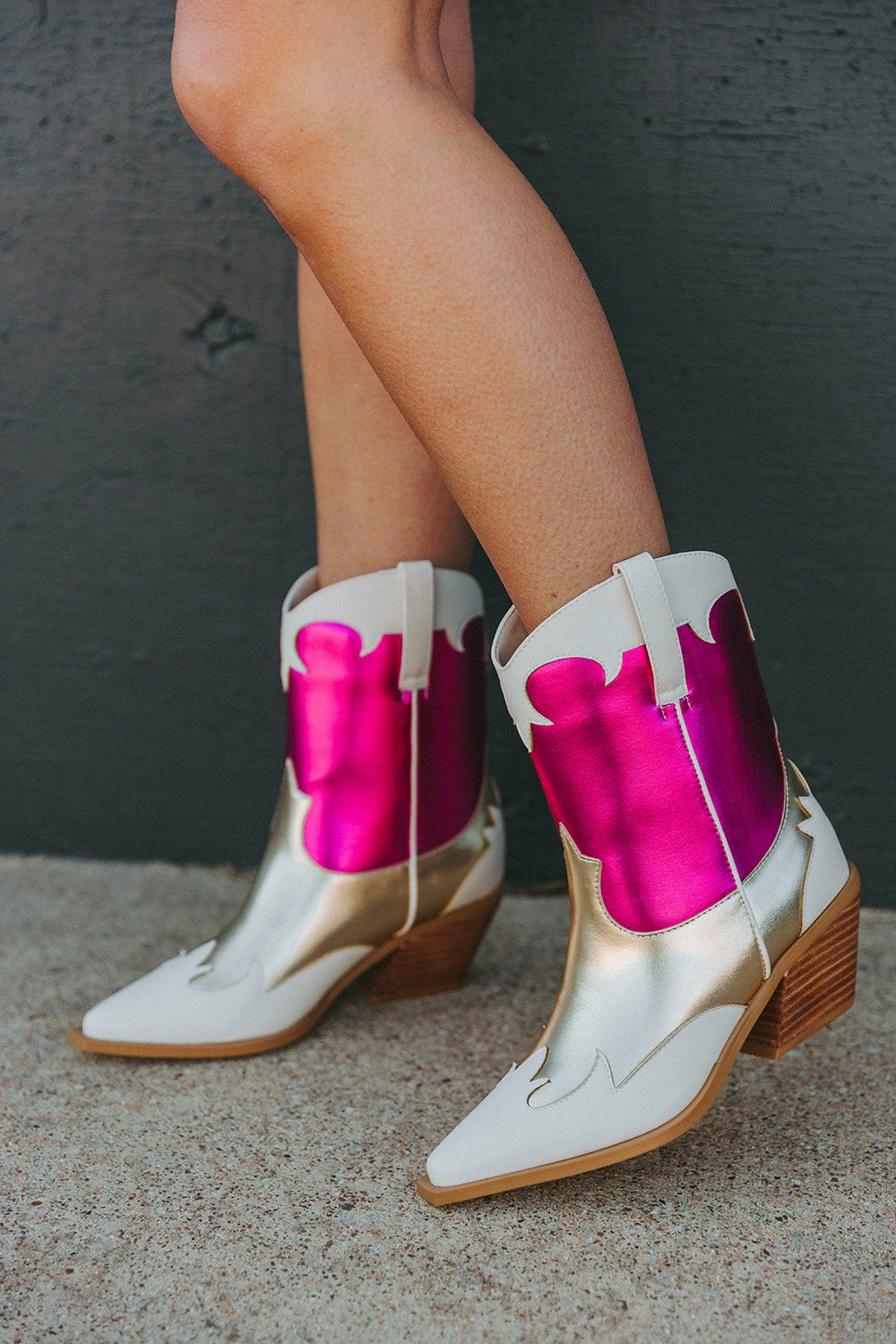 Urie Boots - Pink/Gold 3 Urie Boots - Pink/Gold