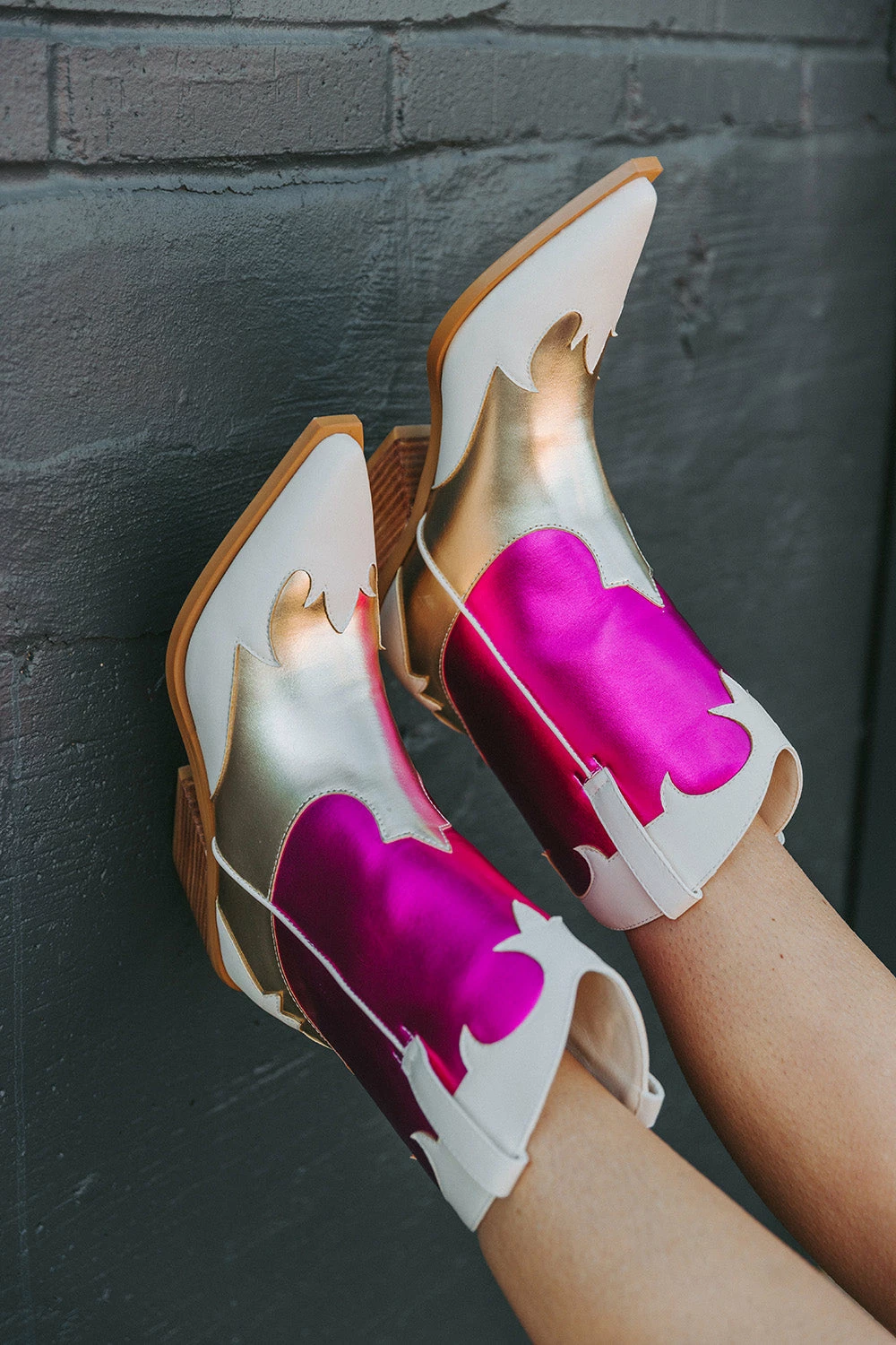 Urie Boots - Pink/Gold 4 Urie Boots - Pink/Gold - Image 2