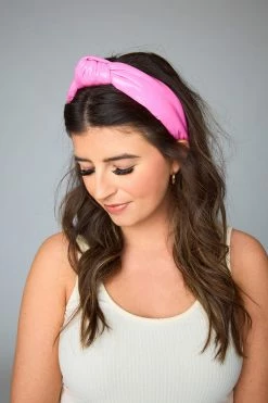 Olivia Patent Leather Headband - Pink
