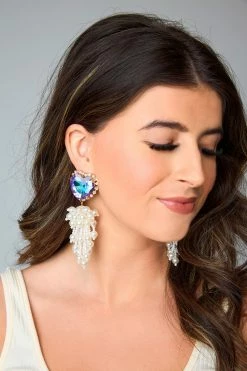 Jumbo Heart Earrings - Pearl