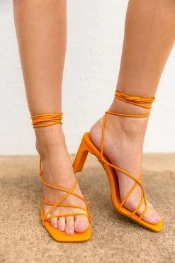 Beatrice Strappy Heel - Tangerine