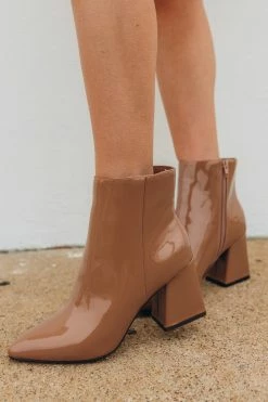 Bamboo Sage Patent Bootie - Mocha