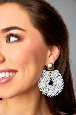 Marina Beaded Statement Earrings - White