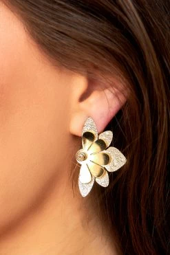 Half Margarita Stud Earrings - Gold