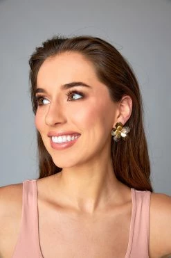 Jasmine Flower Stud Earrings - Gold -US Skirt Sales Store 0D5A9215