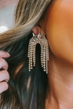 Spiked Rayne Crystal Earrings - Gold -US Skirt Sales Store 0D5A9493