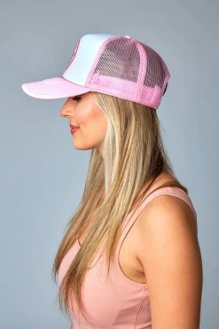 Heart Eyes Happy Face Trucker Hat - Light Pink -US Skirt Sales Store 0D5A95011