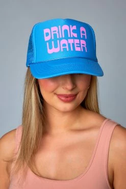 Drink A Water Trucker Hat - Cool Blue