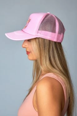 Cowboy Happy Face Trucker Hat - Light Pink -US Skirt Sales Store 0D5A95201
