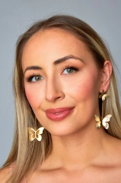 Double Butterfly Earrings - Gold -US Skirt Sales Store 0D5A9528