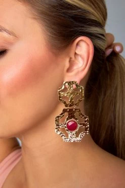 Stacey Statement Earrings - Pink