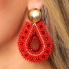 Marina Beaded Statement Earrings - Red -US Skirt Sales Store 0D5A9545copy