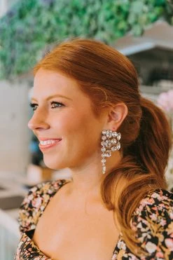 Jeweled Statement Earrings - Silver -US Skirt Sales Store 0D5A9553