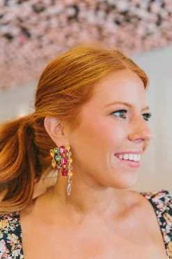 Jeweled Statement Earrings - Pastel