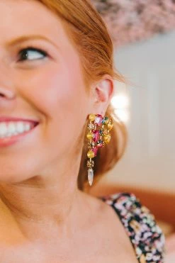 Jeweled Statement Earrings - Pastel -US Skirt Sales Store 0D5A9586