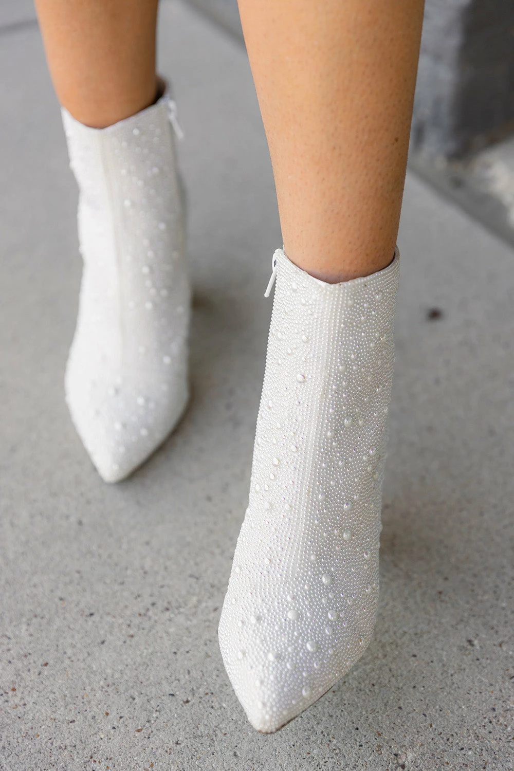 Cady Pearl Studded Booties - White 6 Cady Pearl Studded Booties - White - Image 4