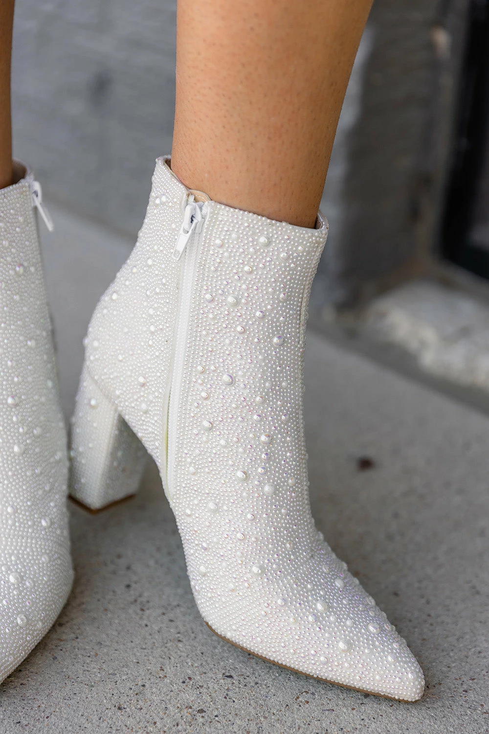 Cady Pearl Studded Booties - White 7 Cady Pearl Studded Booties - White - Image 5
