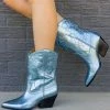 Dolce Vita Landen Electric Leather Boots - Blue -US Skirt Sales Store 0D5A9732
