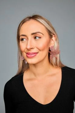 Fawna Statement Earrings - Blush Glitter -US Skirt Sales Store 0D5A9809