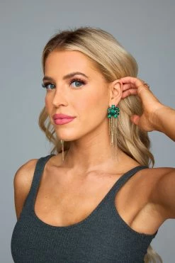 Gem Bouquet Drop Earrings - Green -US Skirt Sales Store 11.14Linesheet3005