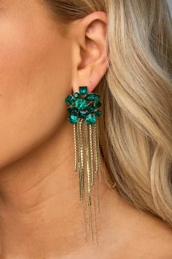 Gem Bouquet Drop Earrings - Green