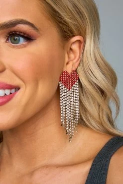 Falling In Love Heart Earrings - Red -US Skirt Sales Store 11.14Linesheet3020