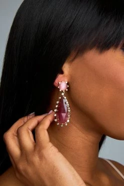 Teardrop Statement Earrings - Dusty Rose -US Skirt Sales Store 11.14Linesheet3088