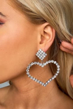 Glam Heart Earrings - Silver -US Skirt Sales Store 11.14Linesheet3097