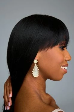 Teardrop Statement Earrings - Cream