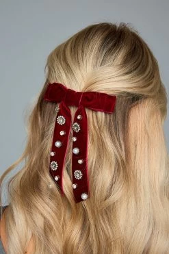 Velvet Bow Clip - Burgundy -US Skirt Sales Store 11.14Linesheet3111