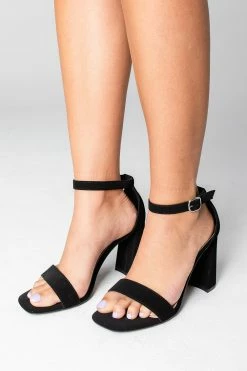 Bamboo Goalie Square Toe Heels - Black