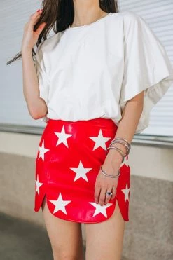 BuddyLove Ali Vegan Leather Skirt - Red/White